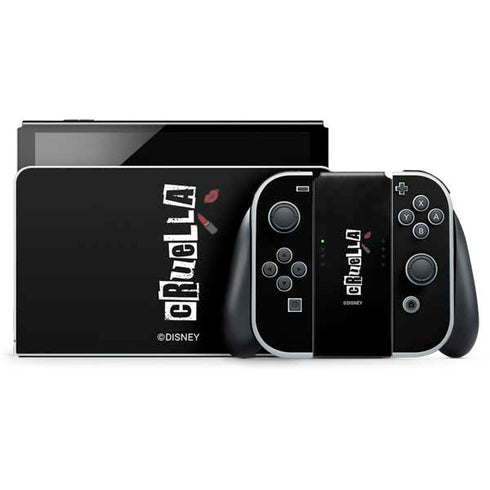 Disney Cruella (2021) Logo and Lipstick Nintendo Switch OLED (2021) Skin